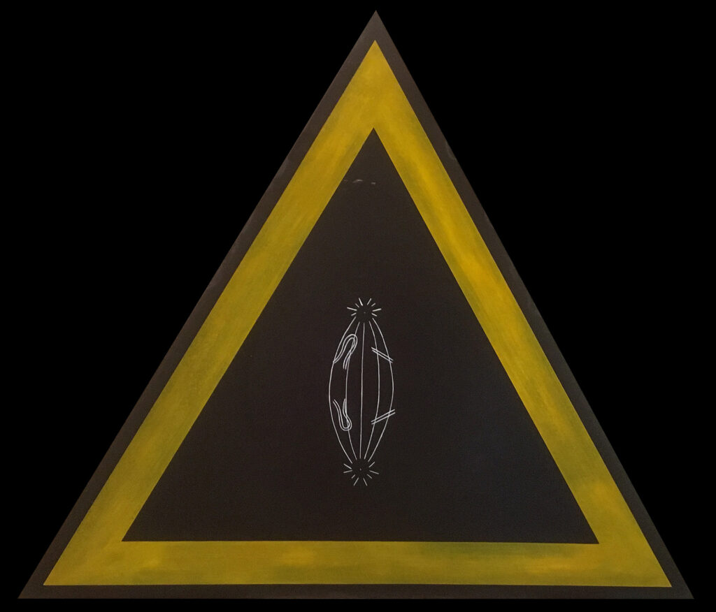 un symbol dans une forme triangulaire