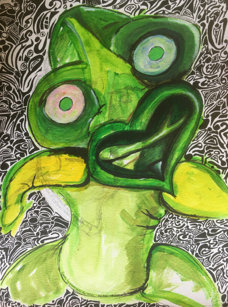 grenouille verte peinte
